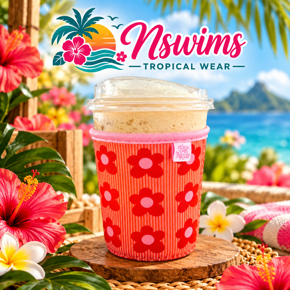Floral cup sleeve
