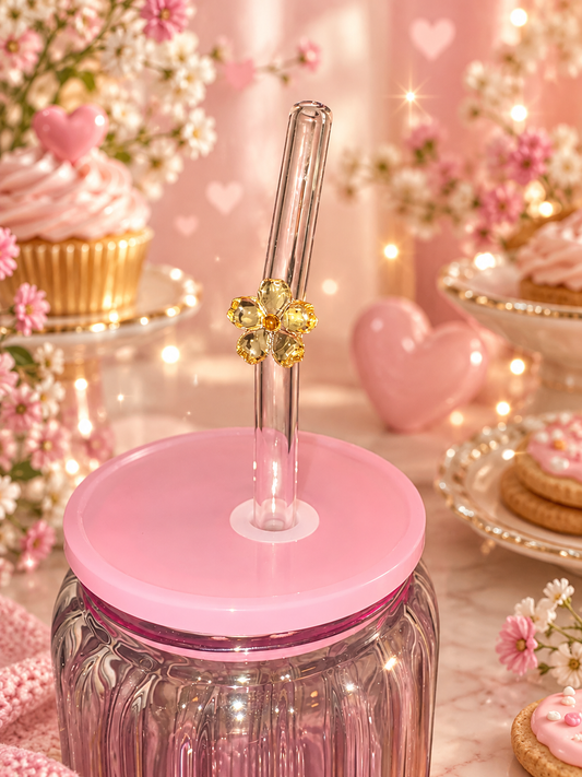Flower glass straws