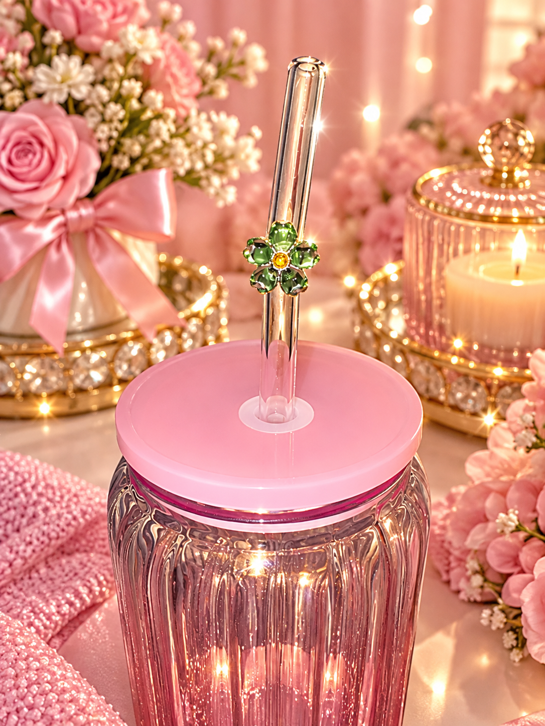 Flower glass straws