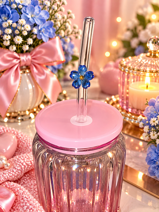 Flower glass straws
