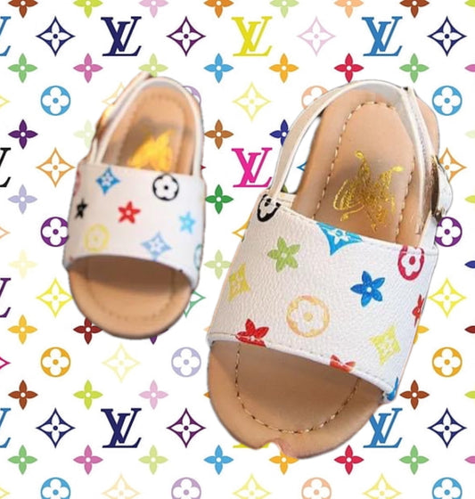 Toddler white/colorful sandals